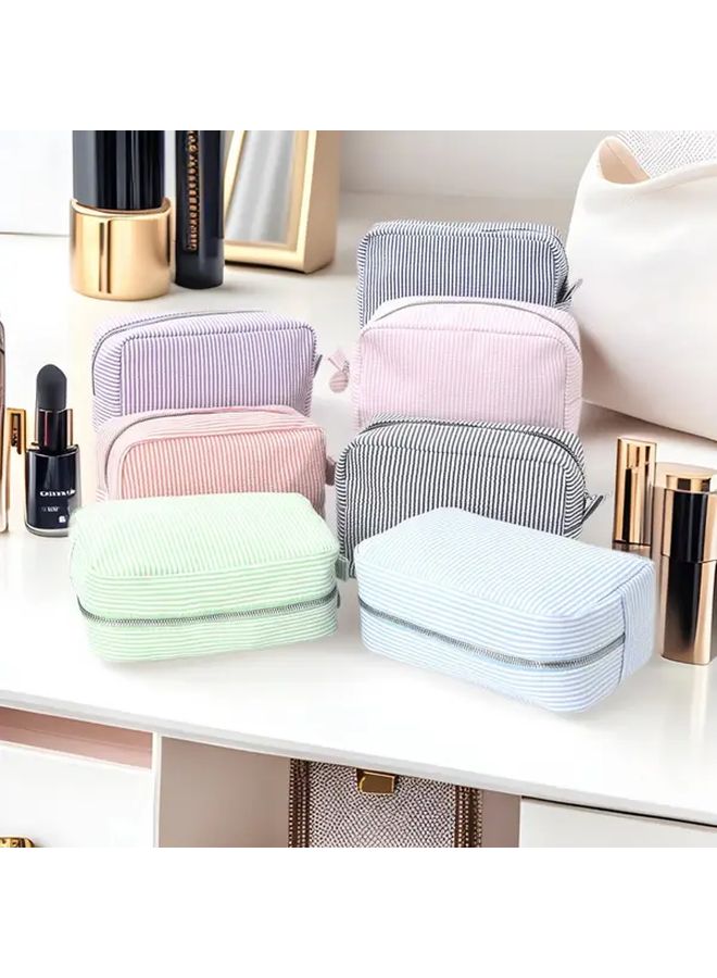 Pale Blue Bubble Shield Mesh Portable Makeup Bag Travel Cosmetic Organizer - Image 2